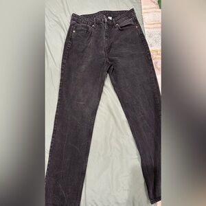 H&M black washed jeans, size 12, vintage straight leg